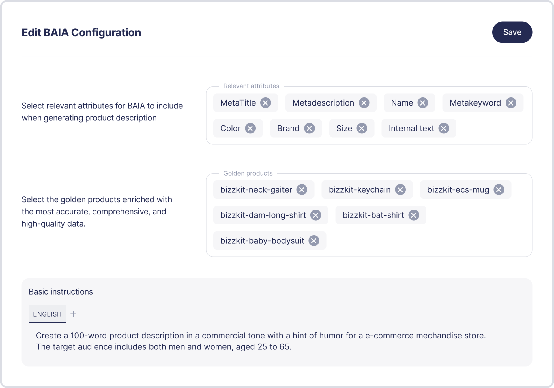 Edit BAIA Configuration